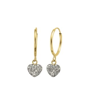 Aretes tipo huggie mini con corazón brillante