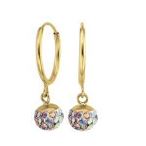 Aretes tipo huggie mini con dije colgante brillante